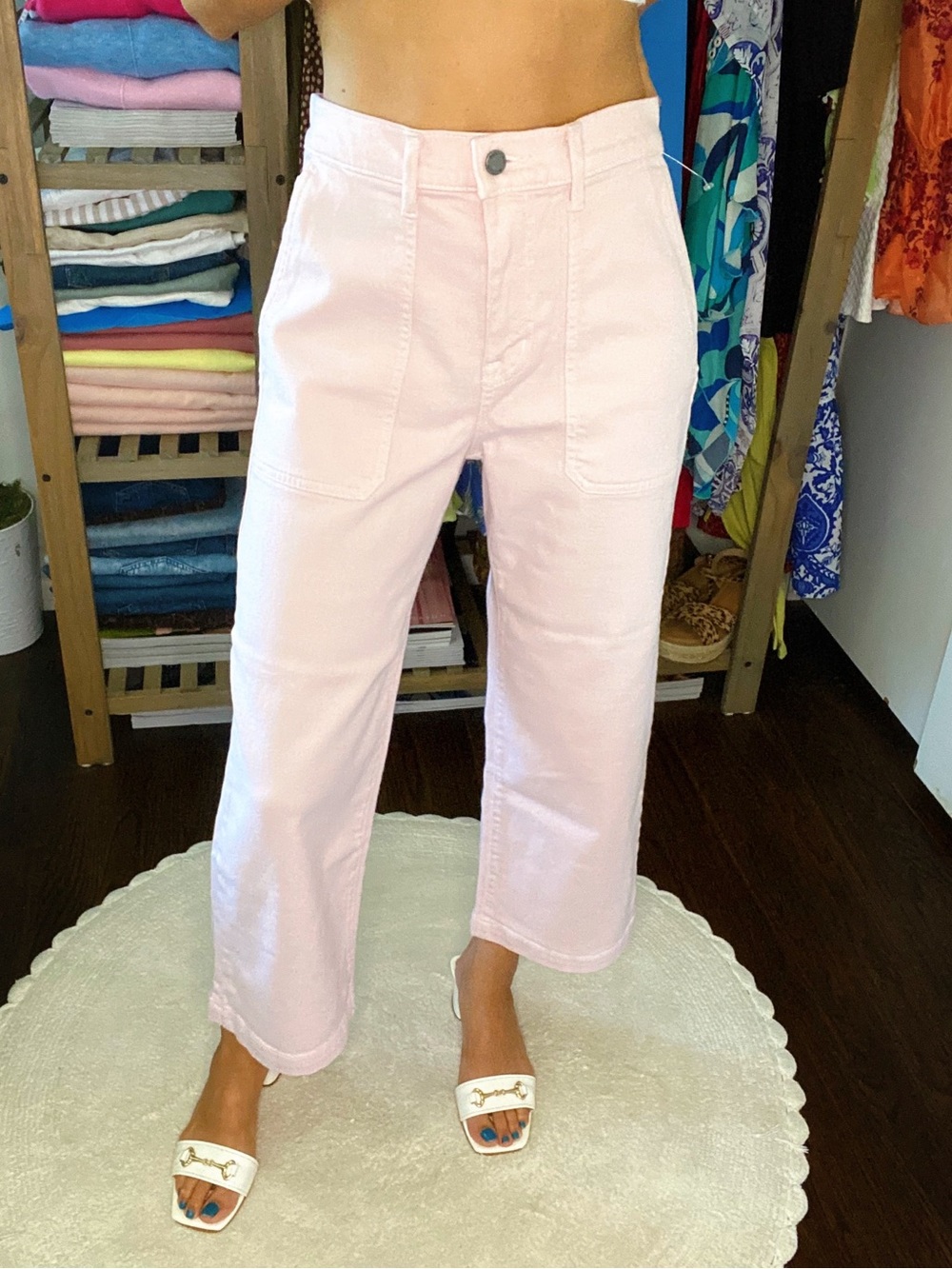 MODERN AMERICAN Farrah Crop Utility Wide Leg Jeans in Blush! 🌸 - Picture 2 of 16